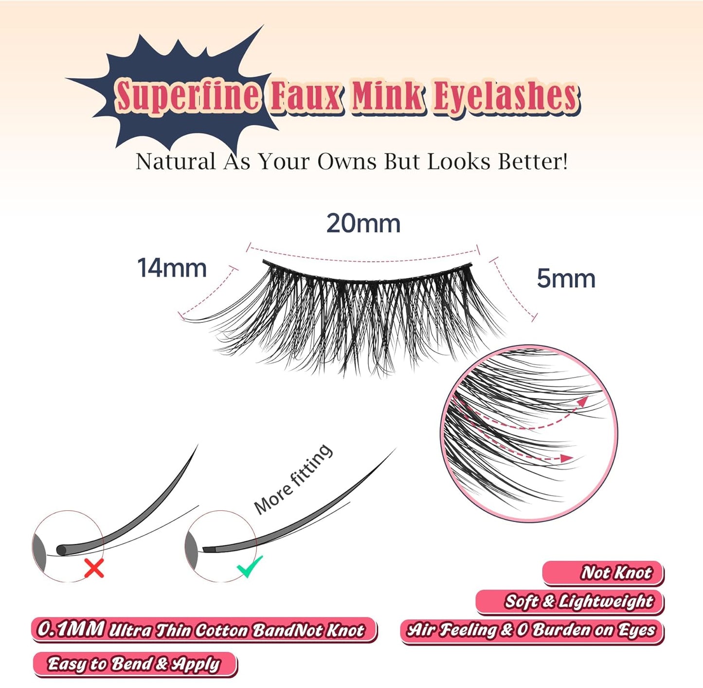 Half Lashes Cat Eye 14MM Corner Lashes False Eyelashes Natural Look C Curl Wispy Half Eyelashes 3/4 Lashes with Thin Cotton Band Soft Eyelash Pack Siligli 7 Pair