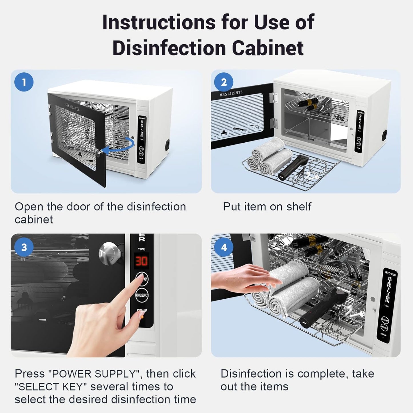 UV Sanitizing Cabinet (12L) Large Capacity - Metal Chemical-Free UVC Cleaner Box with Easy to Use Timer (5-60 Min) for Salon Tools, Manicure Supplies, Baby Bottles, Phones, Cutlery & More
