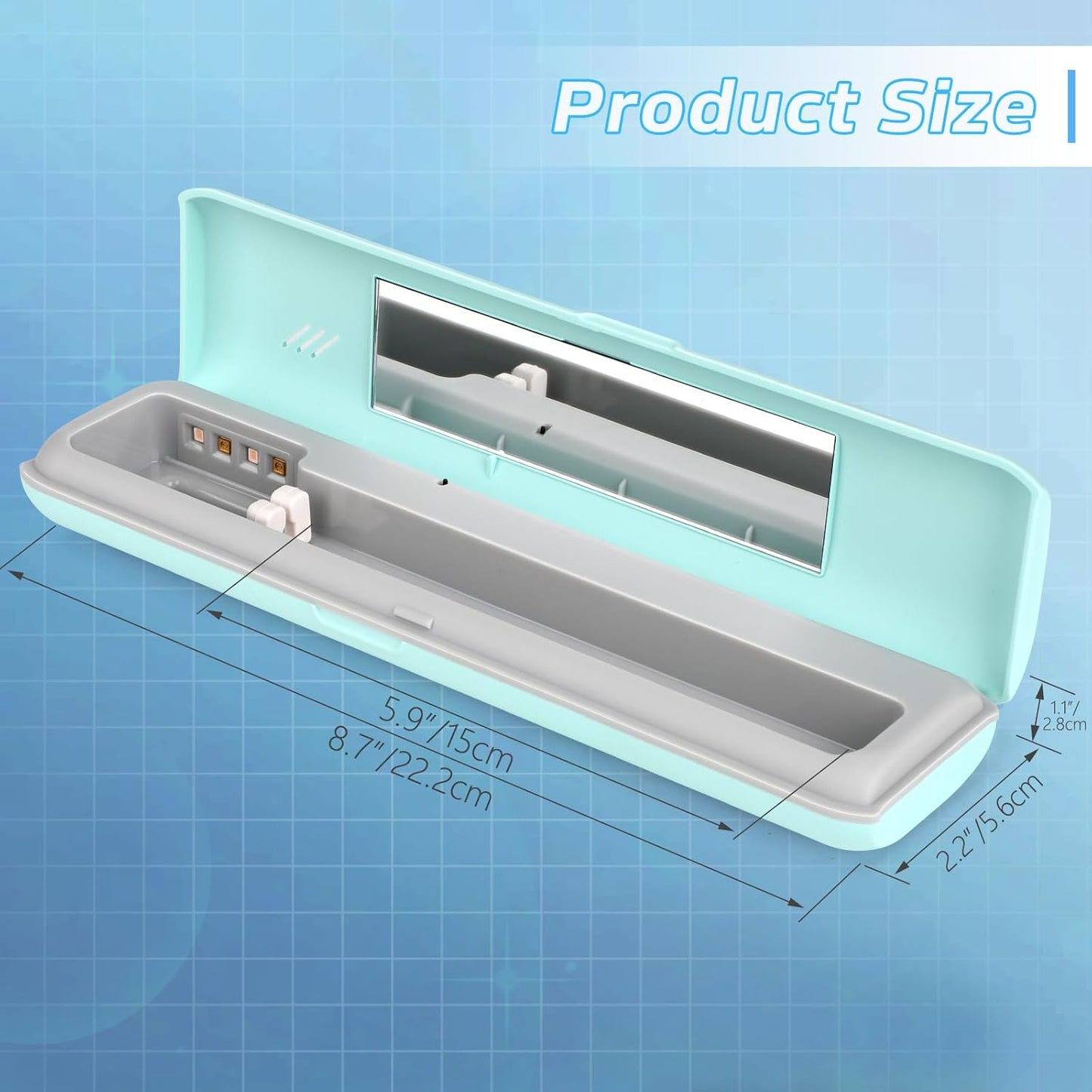 YourMate UVC Toothbrush Case Travel Toothbrush Covers Case for Houshold and Traveling Power by AA Battery or USB-C Blue