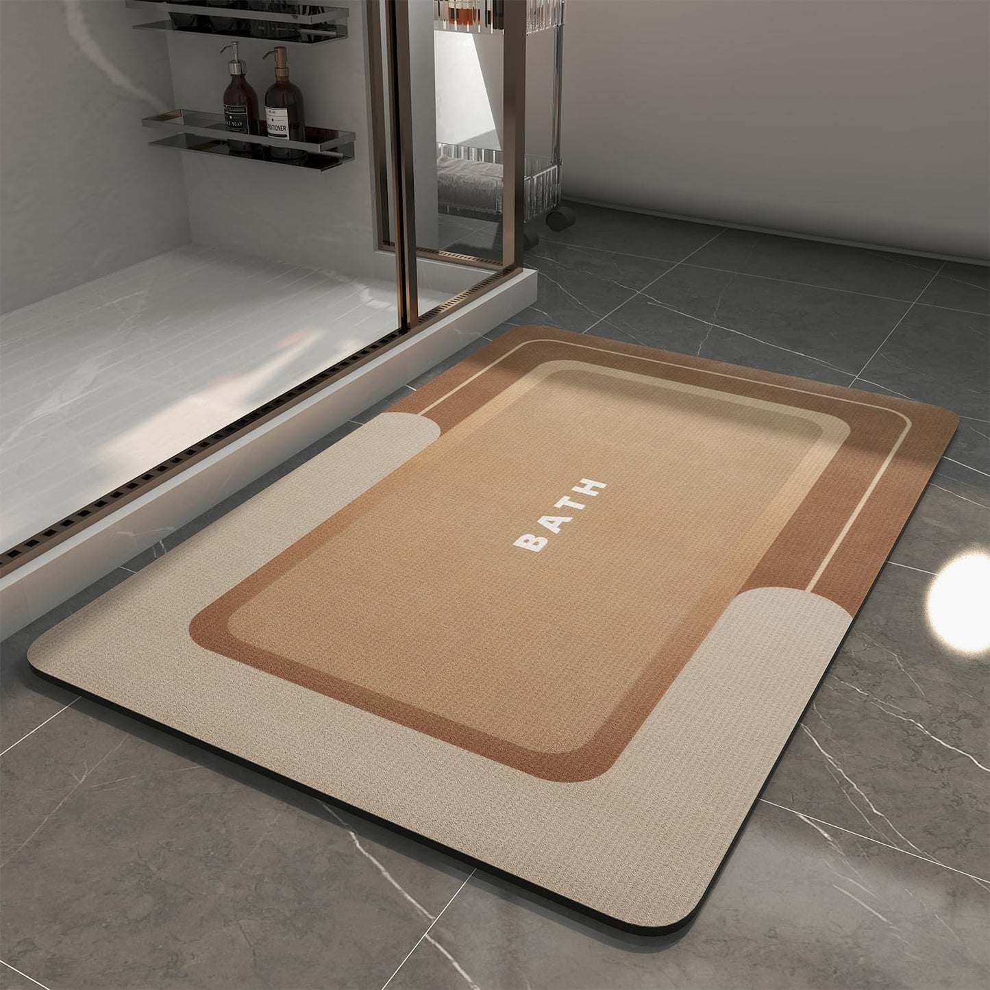MontVoo Non Slip Bath Mat - Super Absorbent, Stain Resistant, Quick Dry - 17"x27" Brown