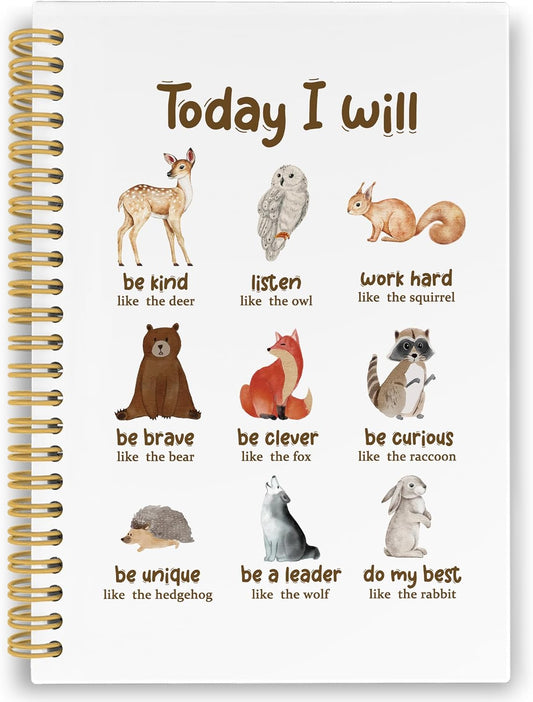 XPH Inspirational Animals Spiral Notebook, Motivational Journaling Notebooks for Note Taking, Animal Hardcover Journal for Writing 160 Pages 5.5 x 8.3 Inch, Positive Affirmation Gifts for Women Men