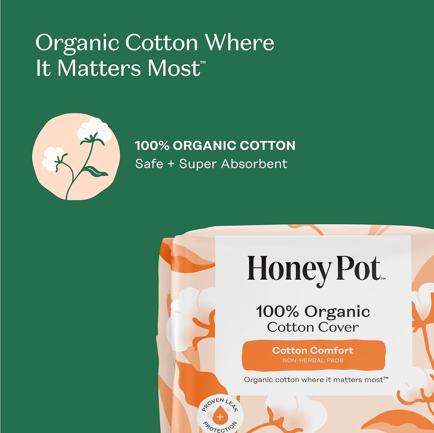 The Honey Pot Company - 64ct - Sanitary Pads for Women - Non-Herbal Heavy Flow Daytime w/Wings - Organic Cotton Cover & Ultra-Absorbent Core - Feminine Care