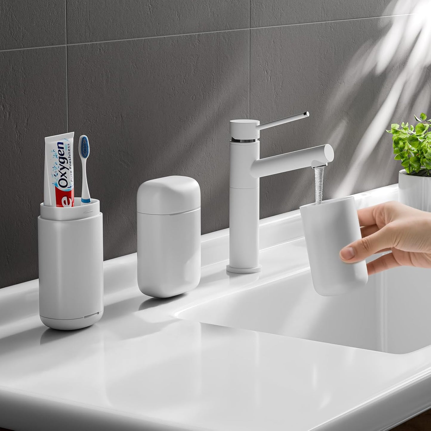 2Pack Travel Soap Case Container, Portable Toothbrush Travel Case with Cup, Tooth Brush Soap Bar Case Set for Traveling, Bathroom, Camping, Gym, Gray