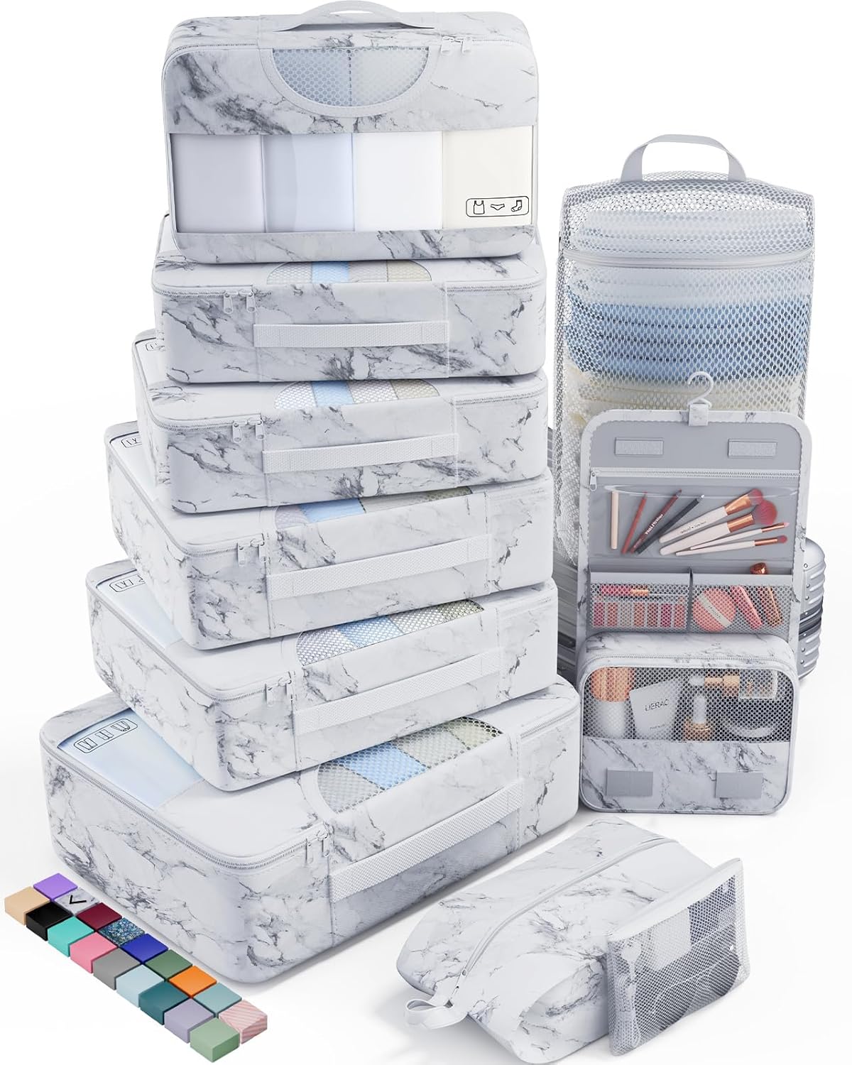 Veken 10 Set Packing Cubes for Travel Essential, Suitcase Organizer Bags in 4 Sizes, Carry-On Luggage Accessories with Large Laundry & Hanging Toiletry Bag, Must-Have for Airplane, Road Trip & Camping