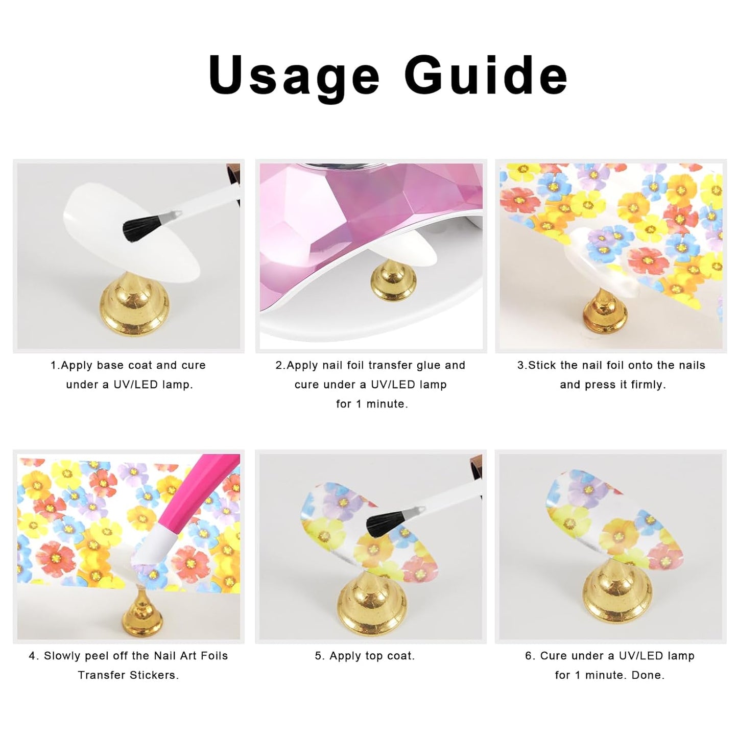 WOKOTO 300 Sheets Nail Foils Transfer Nail Art Holographic Flower Marble Foil Sheets, 1 Set for All Mix-Designs Nail Transfer Foil for Women Girls Nails