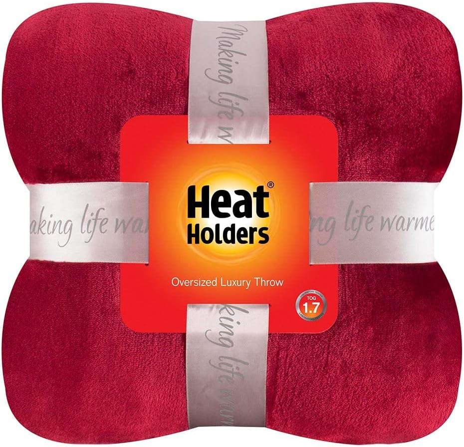 Heat Holders Fleece Throw Blanket for Couch - 300GSM Plush Super Soft Throw Blanket for Bed, Sofa, car & travel - Extra Large Cozy Blankets , Warm Thick Fuzzy, All Season - 50" X 70" - Cranberry