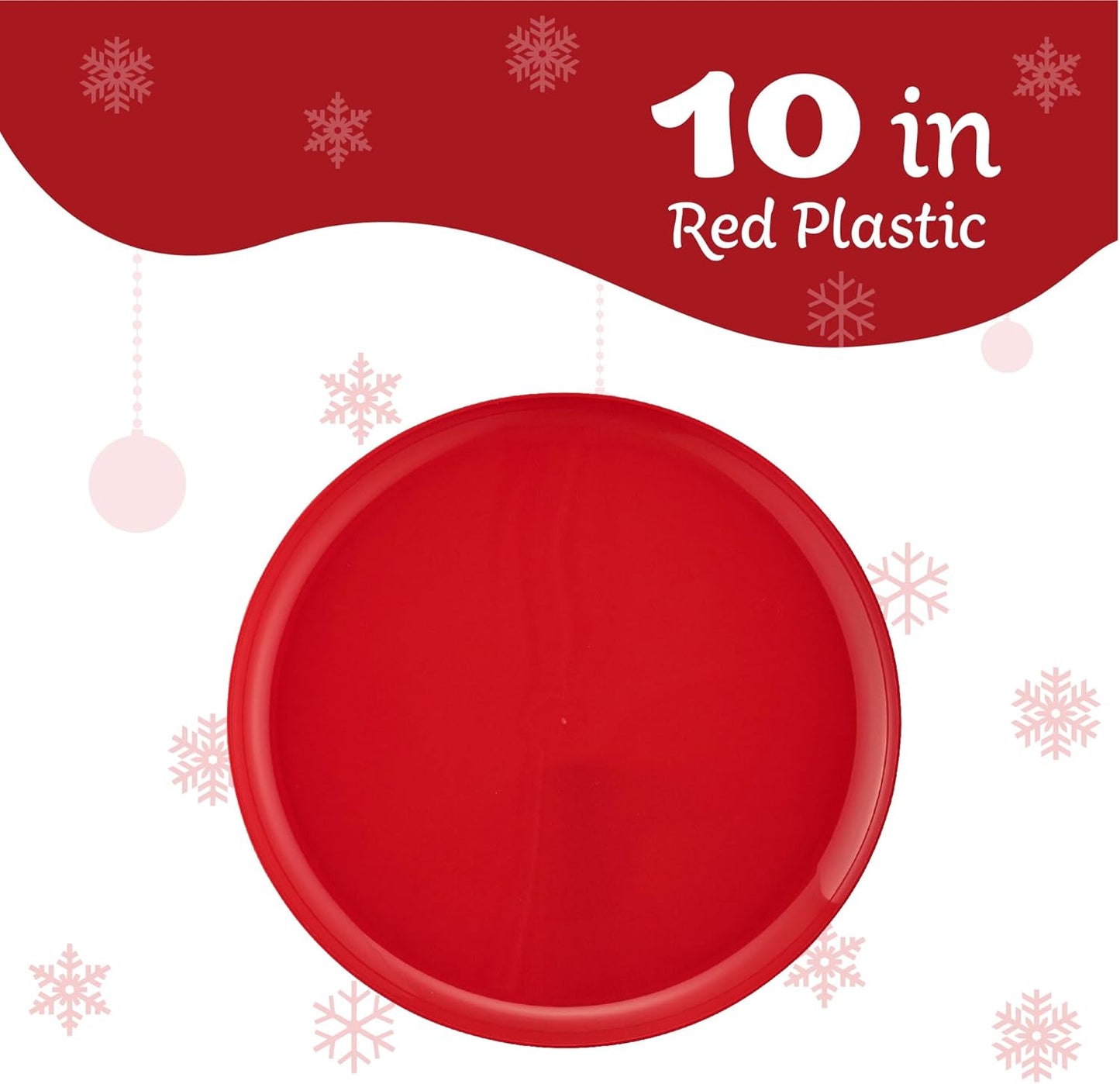 PLASTICPRO 30 Pack 10.7'' Christmass Red Plastic Party Plates Edge Collection Premium heavyweight Elegant Disposable Tableware Dishes