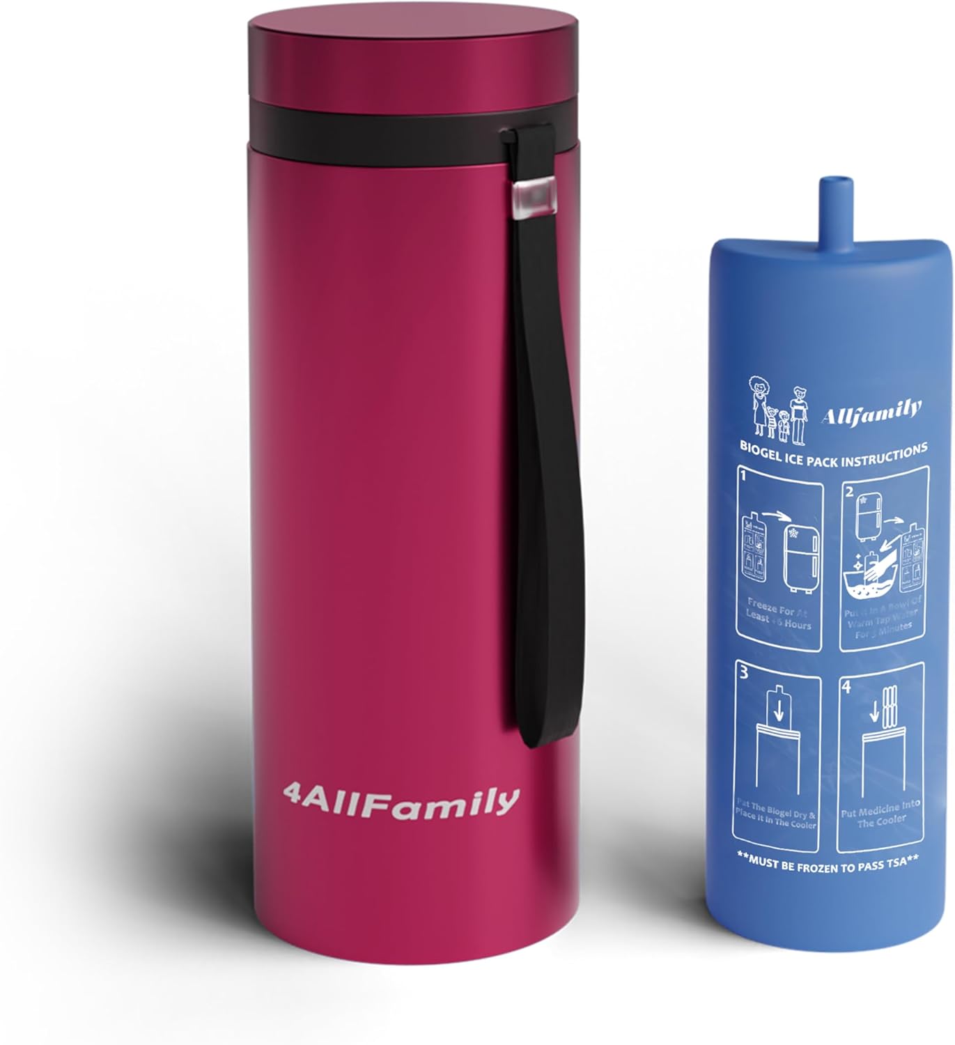 4AllFamily Nomad Insulin Travel Case Cooler – 52H Non-Electric Insulin Cooler Travel Case TSA Approved with Lightweight Design – Air Traveling Friendly, Reusable Big Red Thermo for Medications