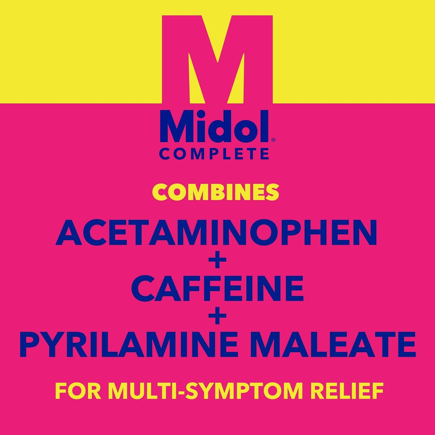 Midol Complete On The Go Caplets with Acetaminophen for Menstrual Symptom Relief, Period Cramp and Menstrual Pain Relief, 50 Count (25 Pouches of 2)