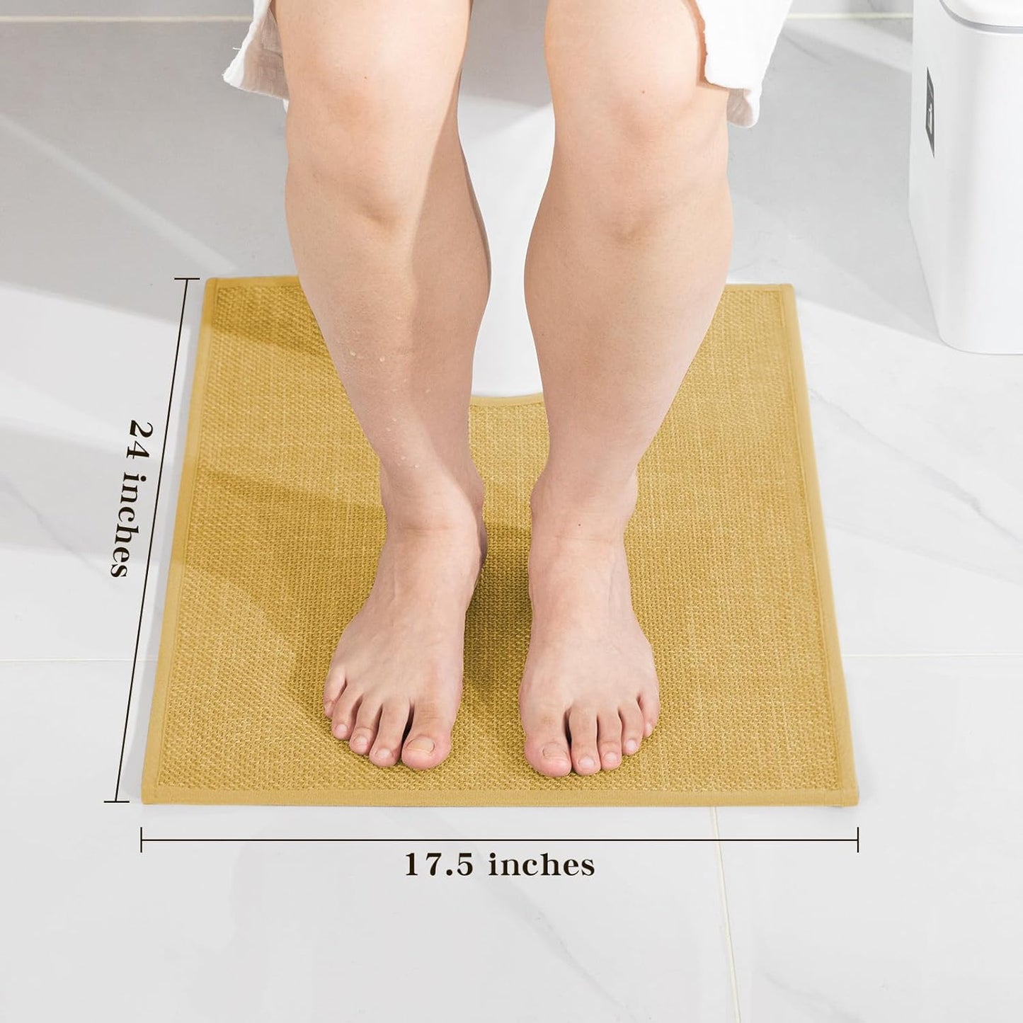 chakme Bathroom Rugs Mat U-Shaped 24x17, Ultra ThinNon Slip Bath Mat Small Quick Dry Absorbent Bath Matfor Bathroom Floor, (Yellow, U-24"x17")