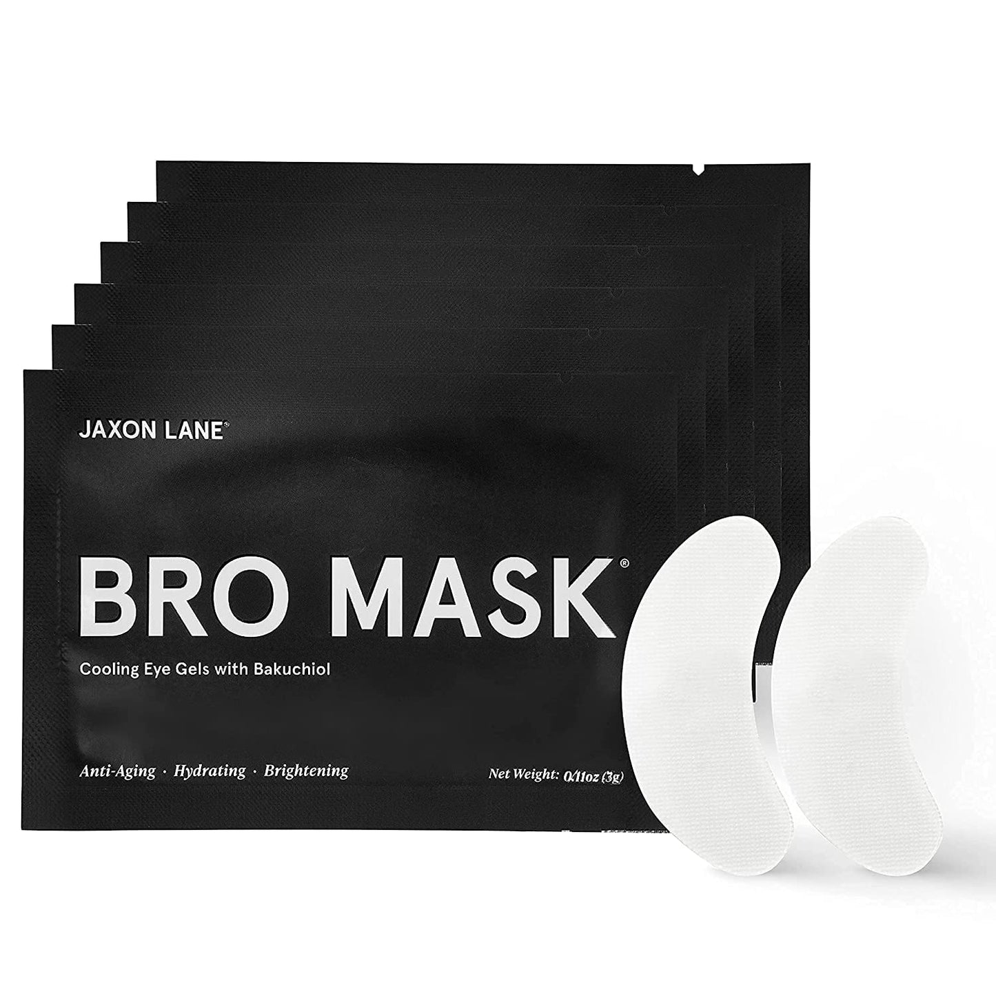 BRO MASK Under Eye Gel Pads: Cooling Eye Patches for Dark Circles and Puffiness | Anti Aging Hydrogel Eye Patch Set + Bakuchiol, Green Tea, Hyaluronic Acid, Caffeine, Niacinamide/Vit B3 (2 X 6 Pairs)