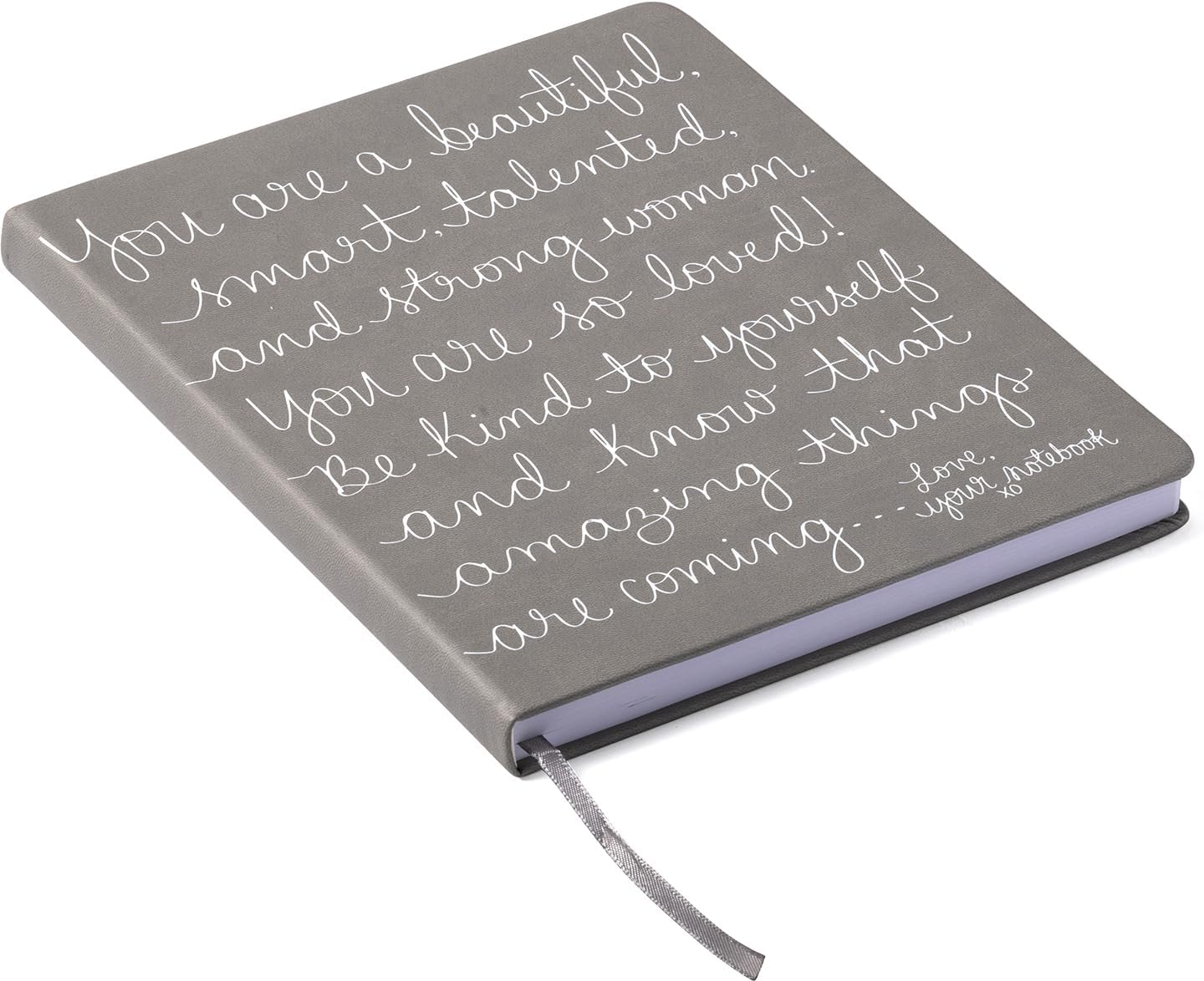 WORLD TRAVELER Eccolo Dayna Lee Collection Grey “Love, Your Notebook” 8x10 Inspiring Hardcover Journal/Notebook, 256 Acid-Free Lined Pages