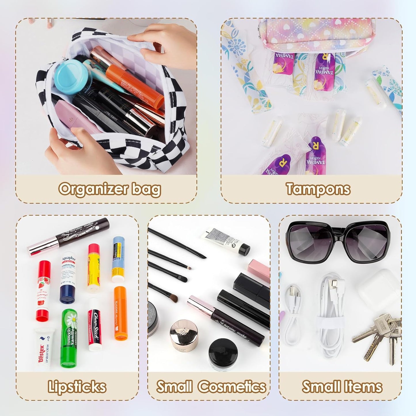 Desing Wish Period Bag for Teen Girls, Lightweight Sanitary Napkin Storage Bag Tampon Holder for Purse Menstrual Pad Pouches First Period Gift (Dazzling Hearts)