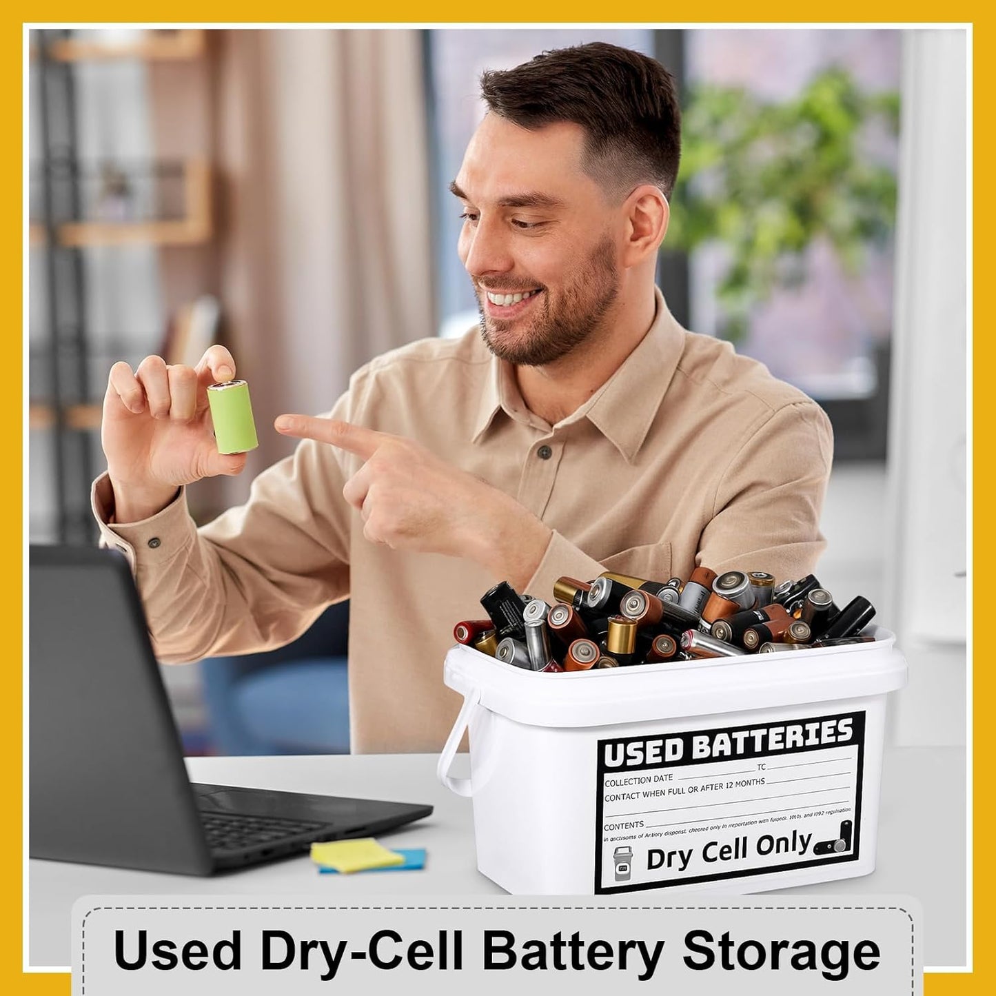 Baderke Disposal Battery Container Applied Dry-Cell 1.32 Gallon Capacity Battery Recycling Bin Storage