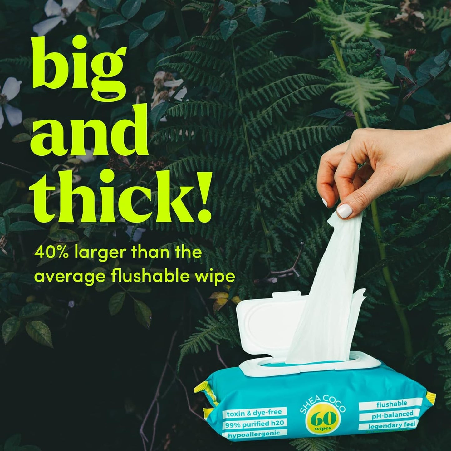 Goodwipes Flushable Butt Wipes Made with Vitamin E & Aloe - Soft & Gentle Wet Wipe Dispenser for Home Use, Septic & Sewer Safe - Largest Adult Toilet Towelettes - Shea Coco, 60 Count (Pack of 8)