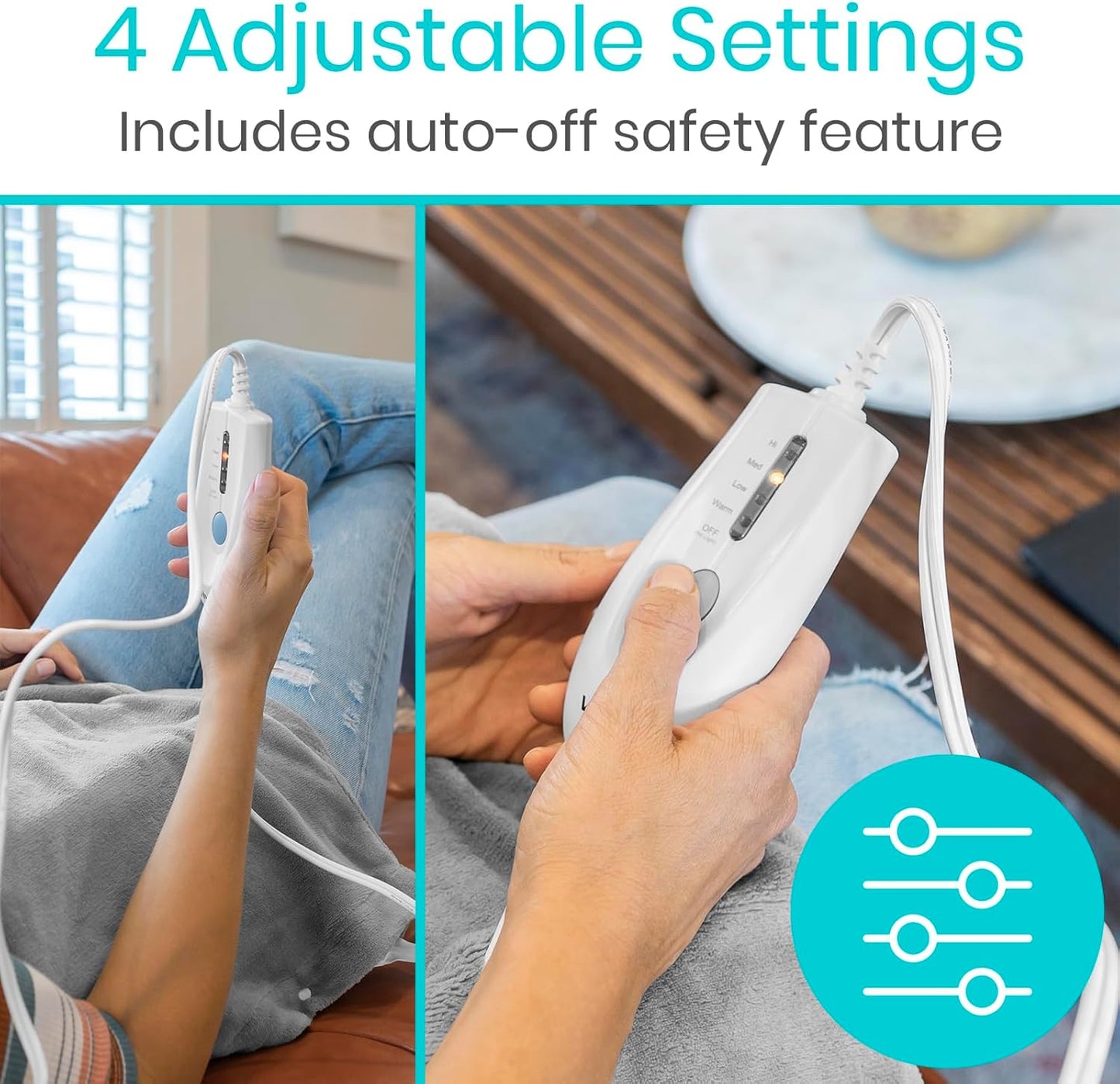 Vive Moist Heating Pad - Electric Heated Warming Hot Wrap for Heat Therapy on Back, Knee, Shoulder, Neck Pain, Period Menstrual Cramps, Cats, Dogs, Pets - Portable, Auto Shut Off (12" x 24")