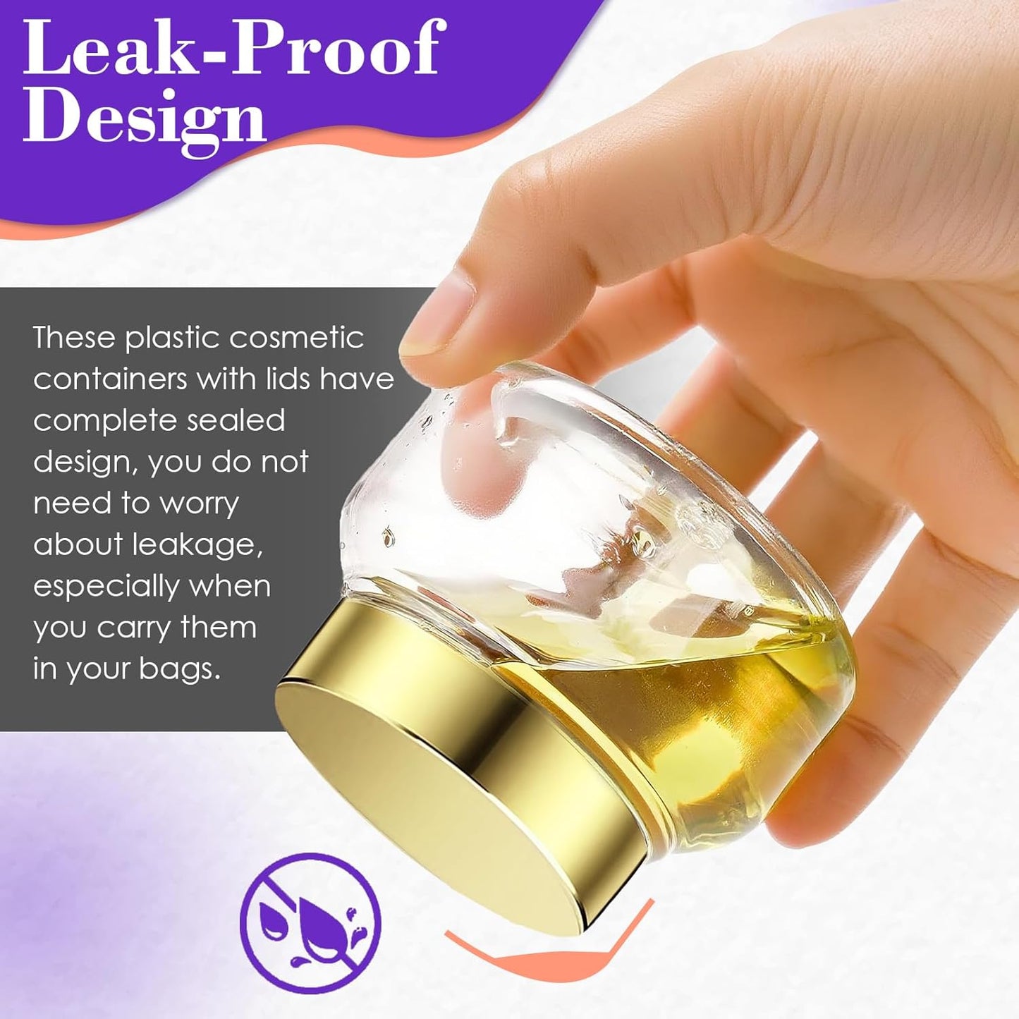 36 Pack 8 oz Amber Plastic Cosmetic Containers With Lids Refillable Clear Empty Travle Jars Containers for Body Butter,Sugar Scrubs,Cream,Lotions,Candy, Waterproof Label&Spatulas - (Black Lid)