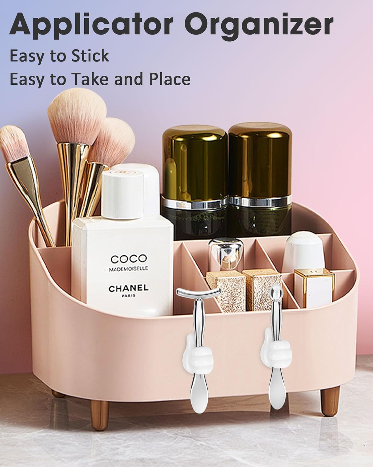 Metal Eye Cream Applicator Tool, Eye Roller for Eyes Puffiness Wrinkle, Facial Massager Tool for Skincare, Eye Cream Scraper Lift Wand Stick with Holder for Women Massager Gift Silver