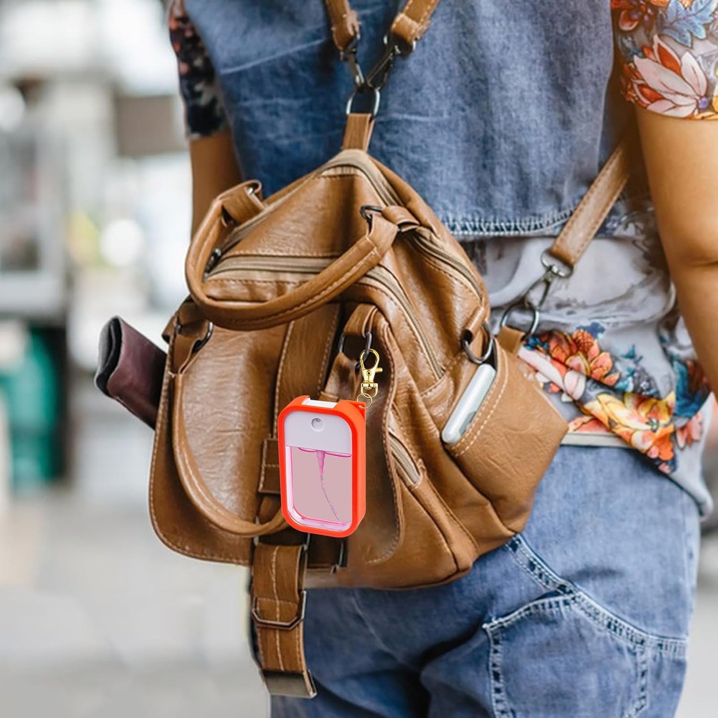 VANEST Silicone Case Compatible with Touchland Hand Sanitizer Spray, Protective Case with Keychain for Spray 1 fl oz