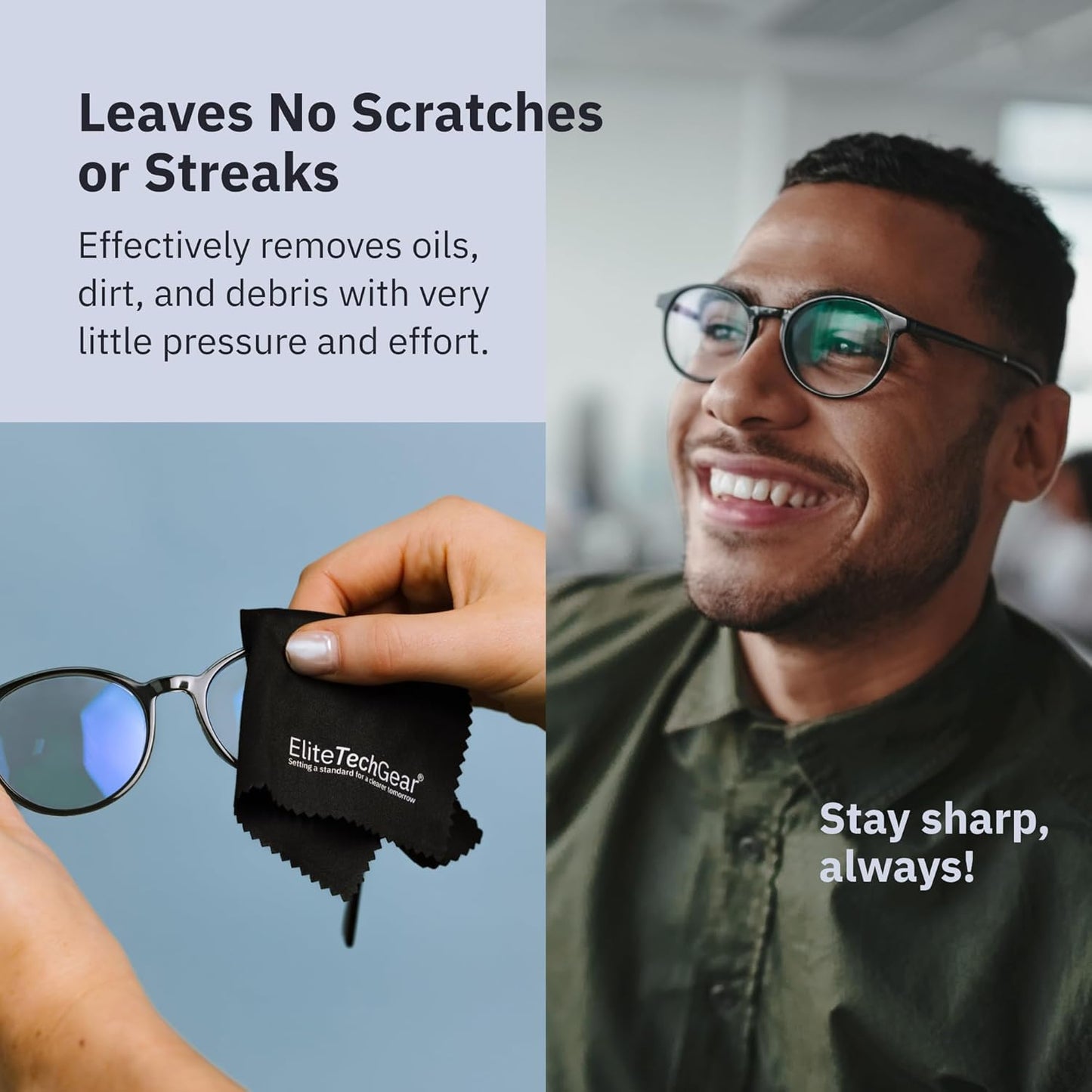 Elite Tech Gear Optical, Screen & Lens Care Kit - 3pc Spray (2x4oz+1oz) with 2 Microfiber Cloths - Alcohol-Free Eyewear Solution - 5pc Glasses Cleaner