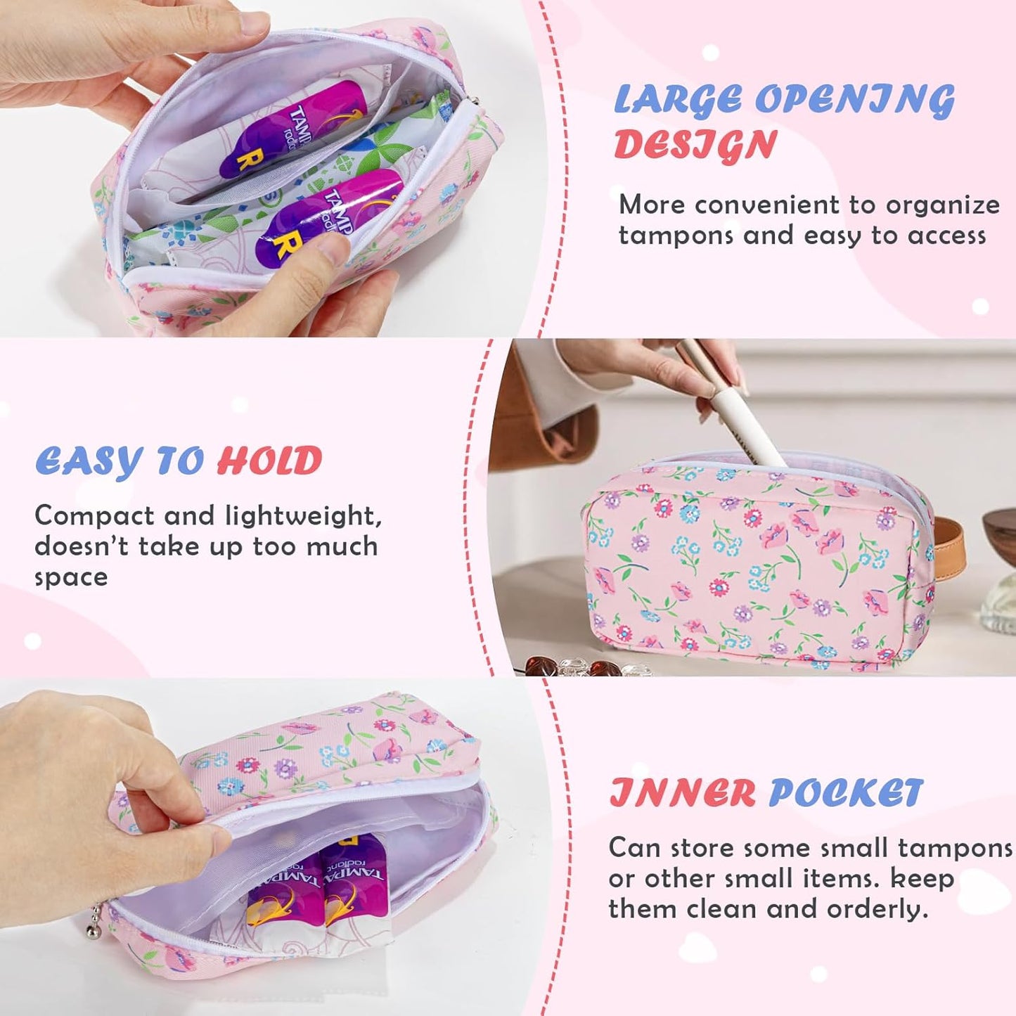 Desing Wish 22 PCS First Period Starter Kit Gift for Teen Girls Period Bags for Teen Tweens Girls with Sanitary Pad Storage Bag, Wipes, Menstrual Tracker, Disposal Pouches and More (Pink Floral)