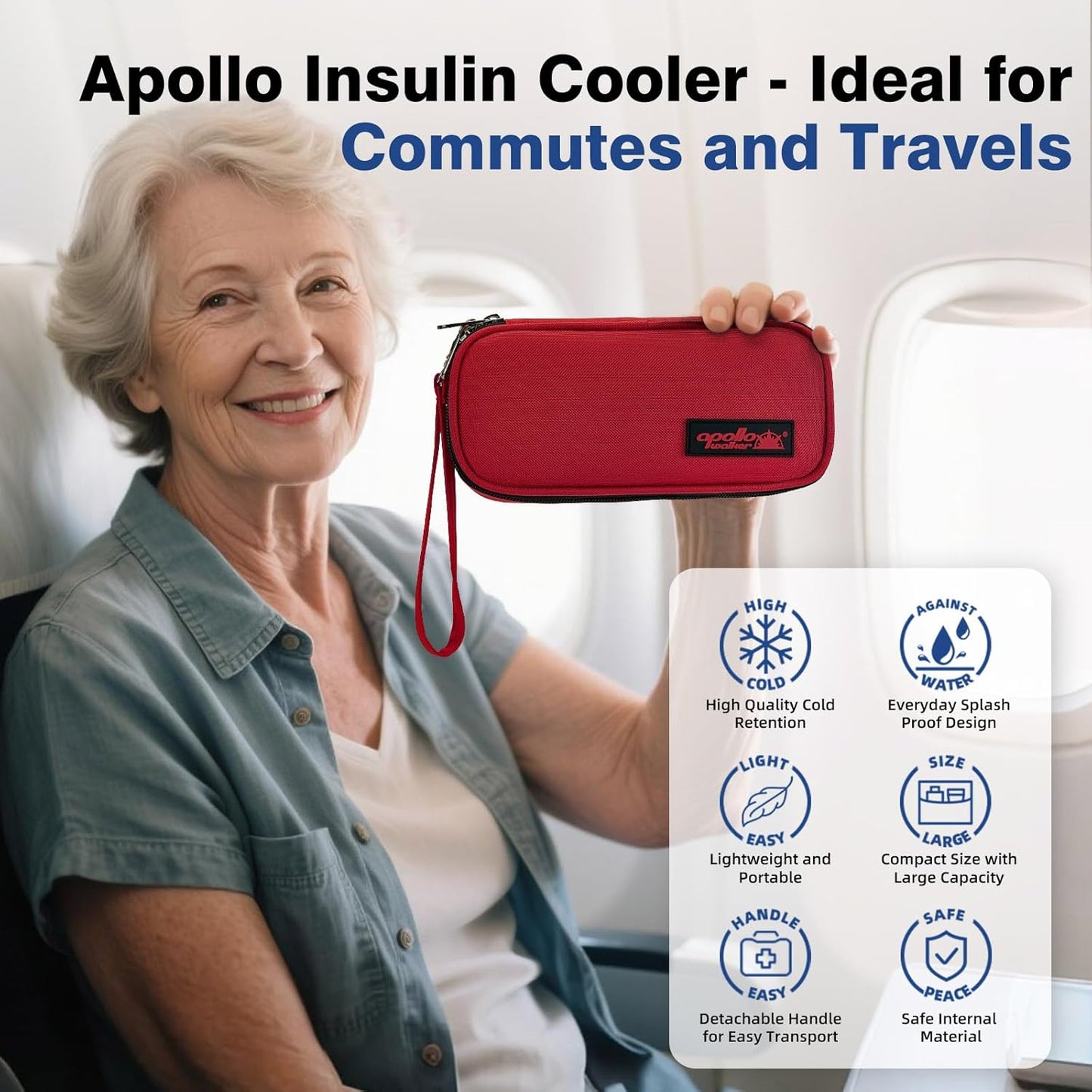 apollo walker Insulin Cooler Travel Case Diabetic Medication Cooler with Ice Packs and Insulation Liner Insulin Cooler Travel case TSA Approved