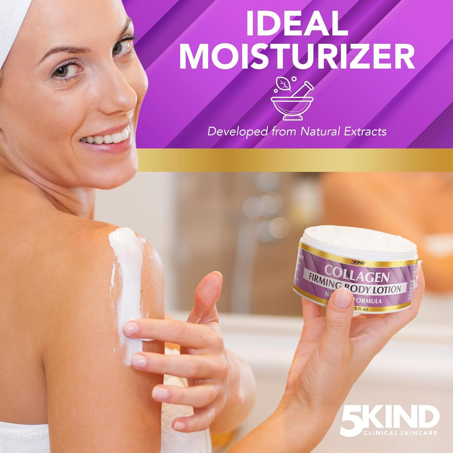 Collagen Cream 6.76 Fl Oz- Natural Collagen Body Lotion for Firmer & Conditioned Skin - Crepe Skin Firming Cream - Collagen Lotion for Women & Men - Crepey skin repair treatment by 5kind