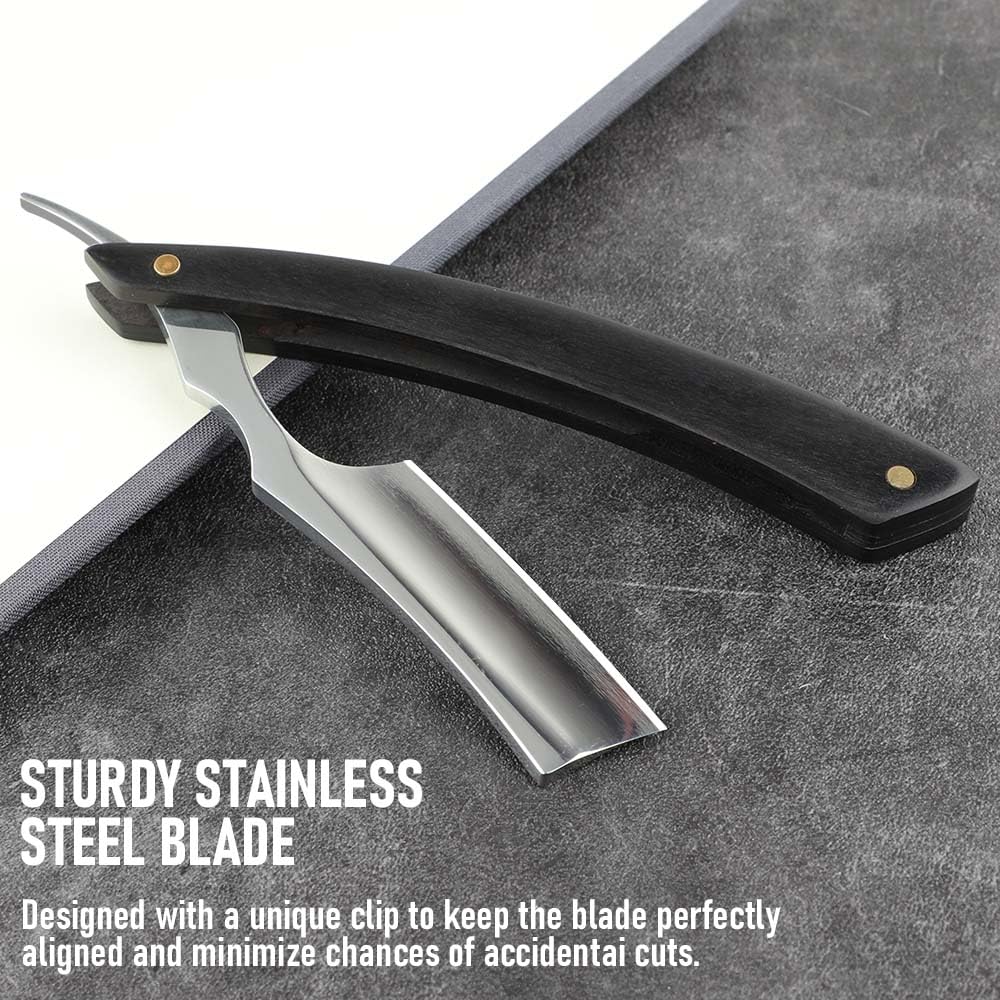 Professional Straight Edge Barber Razor,Straight razors for men, Premium Stainless Steel Shaver Razor with Shaving Strop for Men Home & Salon Grooming Using (NO.187)