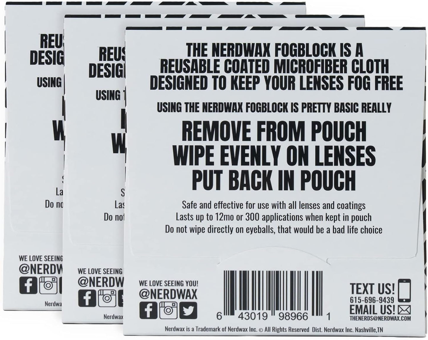 Nerdwax FogBlock | Anti Fog Lens Wipes | Keeps Glasses from Fogging | 3 Pack