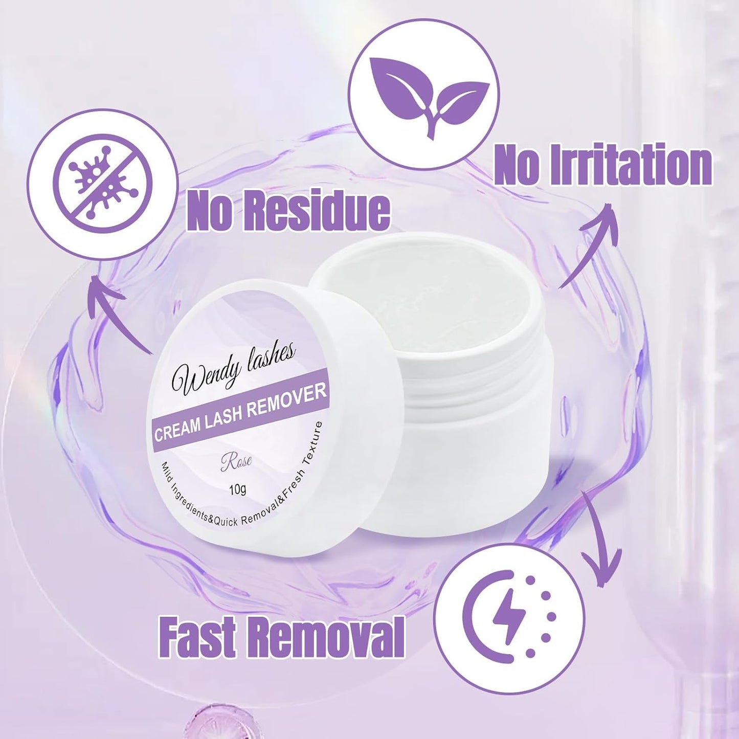 Wendy Lash Remover for Eyelash Extensions: Effectively Cluster Glue Remover Cream, Clear Rose