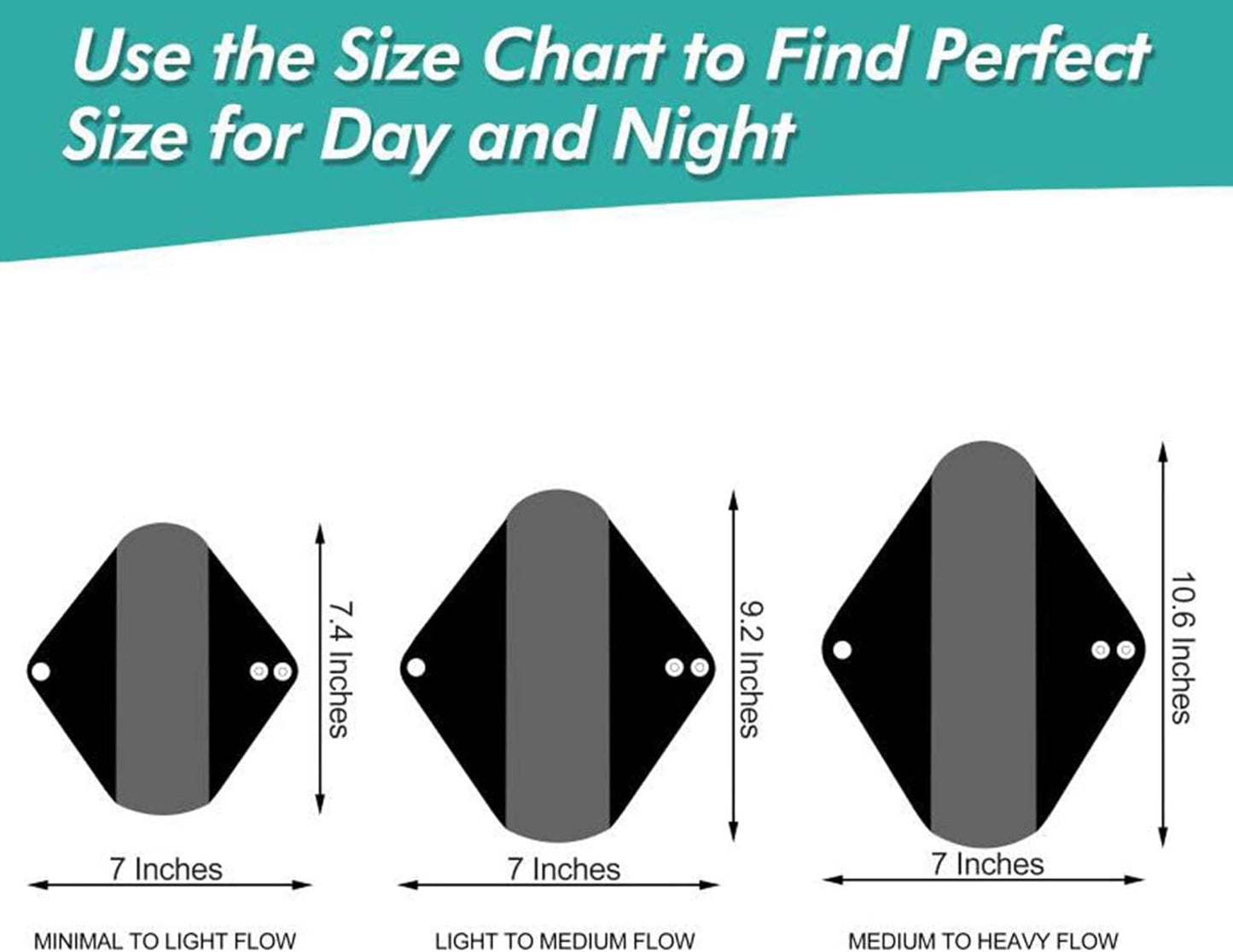 Leekalos Reusable Bamboo Cloth Pads | Light Incontinence Pads - Pack of 6, 1 Small Wet Bag