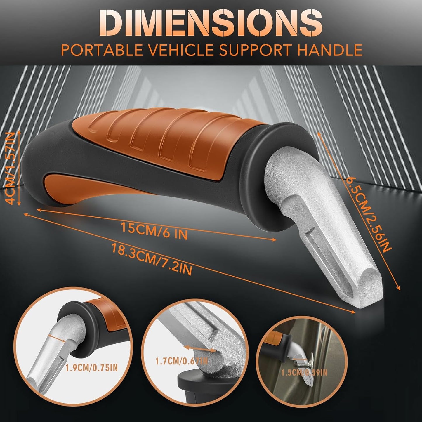 Car Door Handle for Elderly Car Handle Assist Support, Portable Auto Grab Handles for Handicap Seniors, Black and Orange