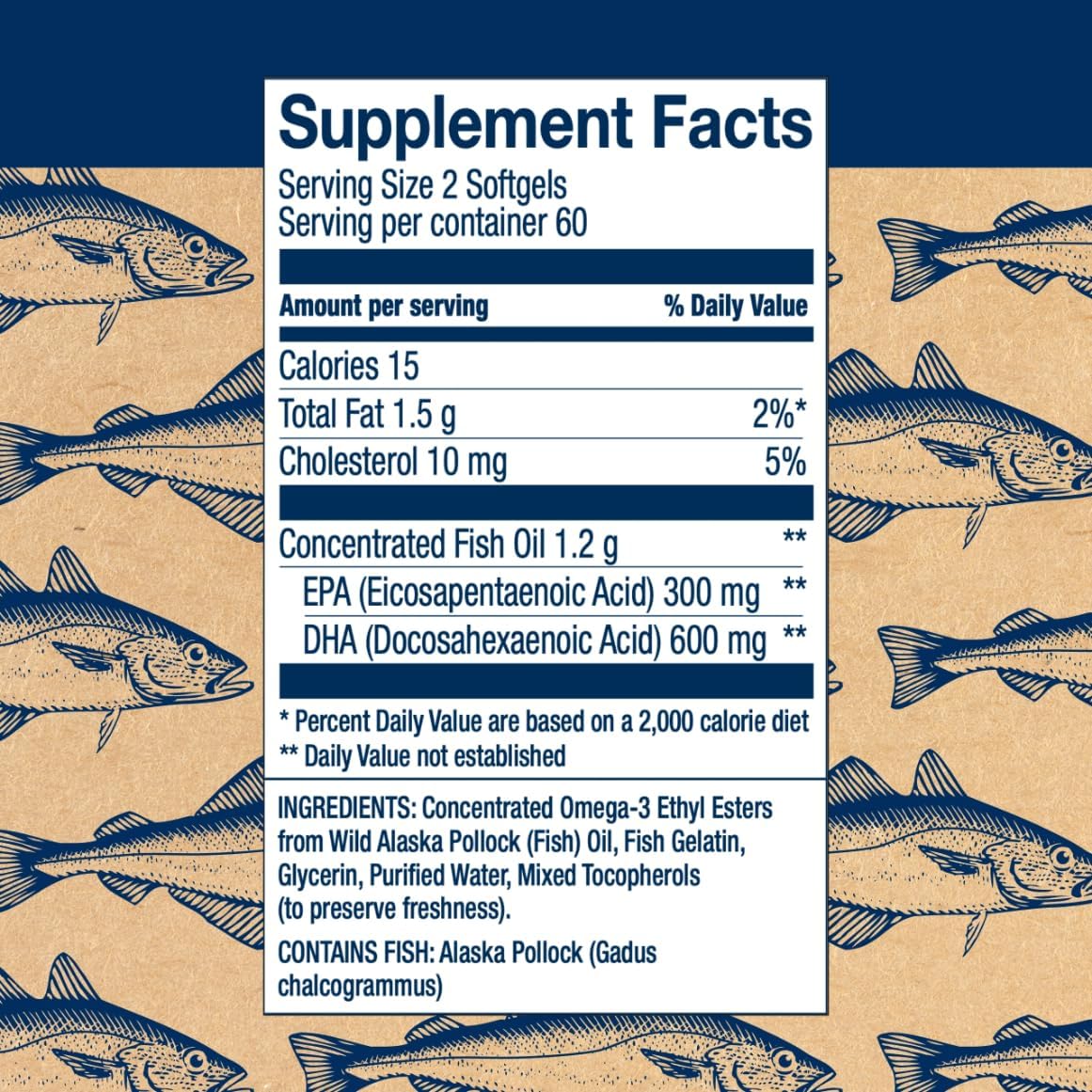 Wiley's Finest Wild Alaskan Fish Oil Peak DHA - 900mg EPA and DHA Omega-3s - 120 Softgels (60 Servings)