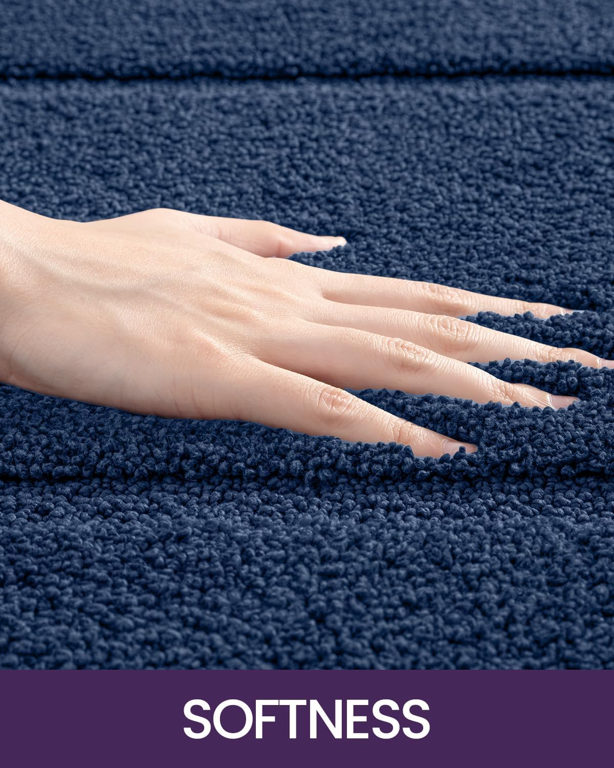 DEXI Bathroom Rugs 43x24, Washable Non Slip Bath Mat for Shower Floor, Absorbent Quick Dry Bathmat with Rubber Backing, Ultra Soft Plush Carpet for Tub, Navy