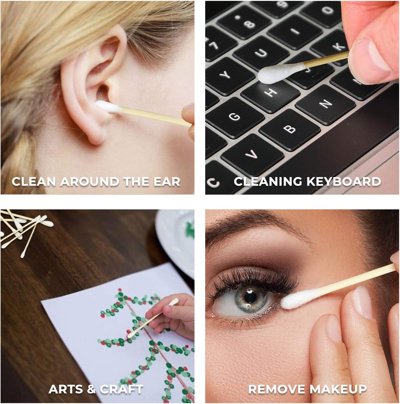 Organic Bamboo Cotton Swabs, PFAS-Free, 600 Count