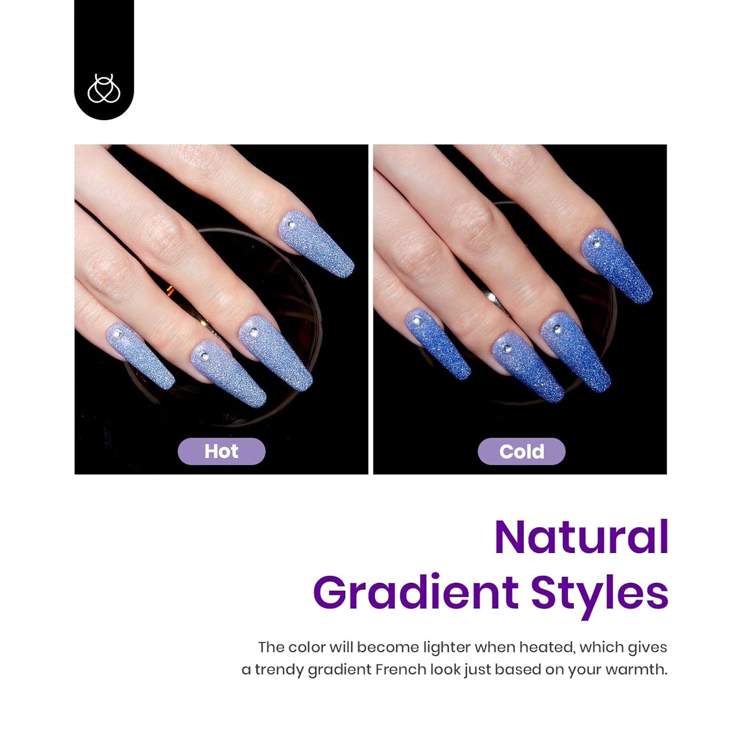 Beetles Color Changing Gel Nail Polish Kit, 6 Colors Pink Red Glitter Blue Purple Mood Temperature Change Nail Polish Gel Set Soak Off Nail Art Gel DIY Salon Manicure Gift