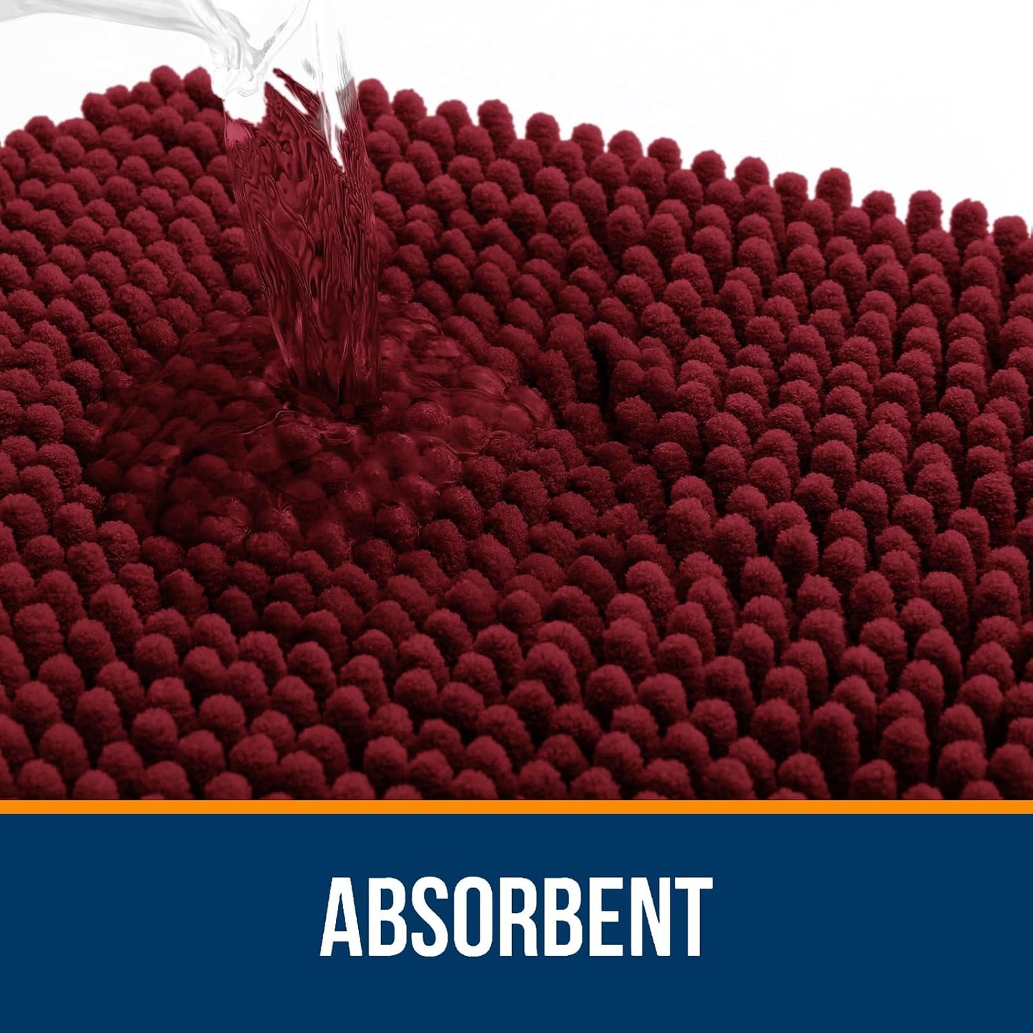 OLANLY Bathroom Rugs 70x24, Extra Soft Absorbent Chenille Bath Rugs, Rubber Backing Quick Dry, Machine Washable Bath Mats for Bathroom Floor, Tub and Shower, Home Decor Accessories, Burgundy