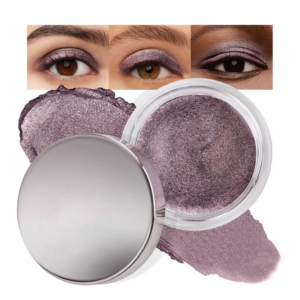 Cream Glitter Dark Purple Shimmer Metallic Eyeshadow Palette Makeup, Natural Single Mini Instant Holographic Eyeshadow For Women, Sombras Crema Para Ojos, Talc, Paraben & Cruelty Free
