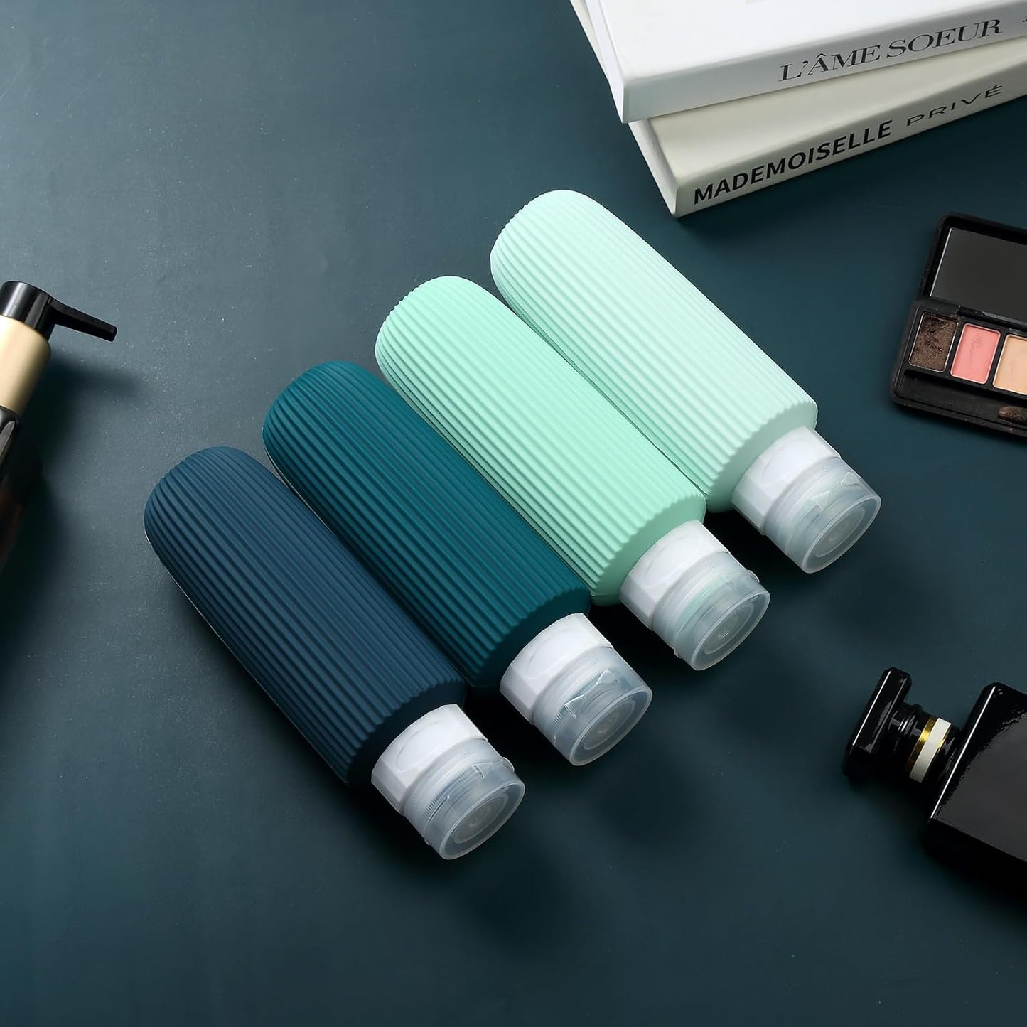 Travel Bottles for Toiletries, Large 6oz Travel Size Containers, BPA Free Leak Proof Tubs Refillable Liquid Accessories with Toiletry Bag for Cometic Shampoo and Lotion Soap (4 Pack)