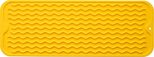 Silicone Dish Drying Mat for Multiple Usage,Easy clean,Eco-friendly,Heat-resistant Silicone Mat for Kitchen Counter,Sink,Bar,Bottle,or Cup Yellow M 17 inches x 6 inches