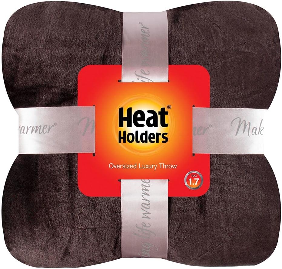 Heat Holders Fleece Throw Blanket for Couch - 300GSM Plush Super Soft Throw Blanket for Bed, Sofa, car & Travel - Extra Large Cozy Blankets, Warm Thick Fuzzy, All Season - 79" X 71" - Natural