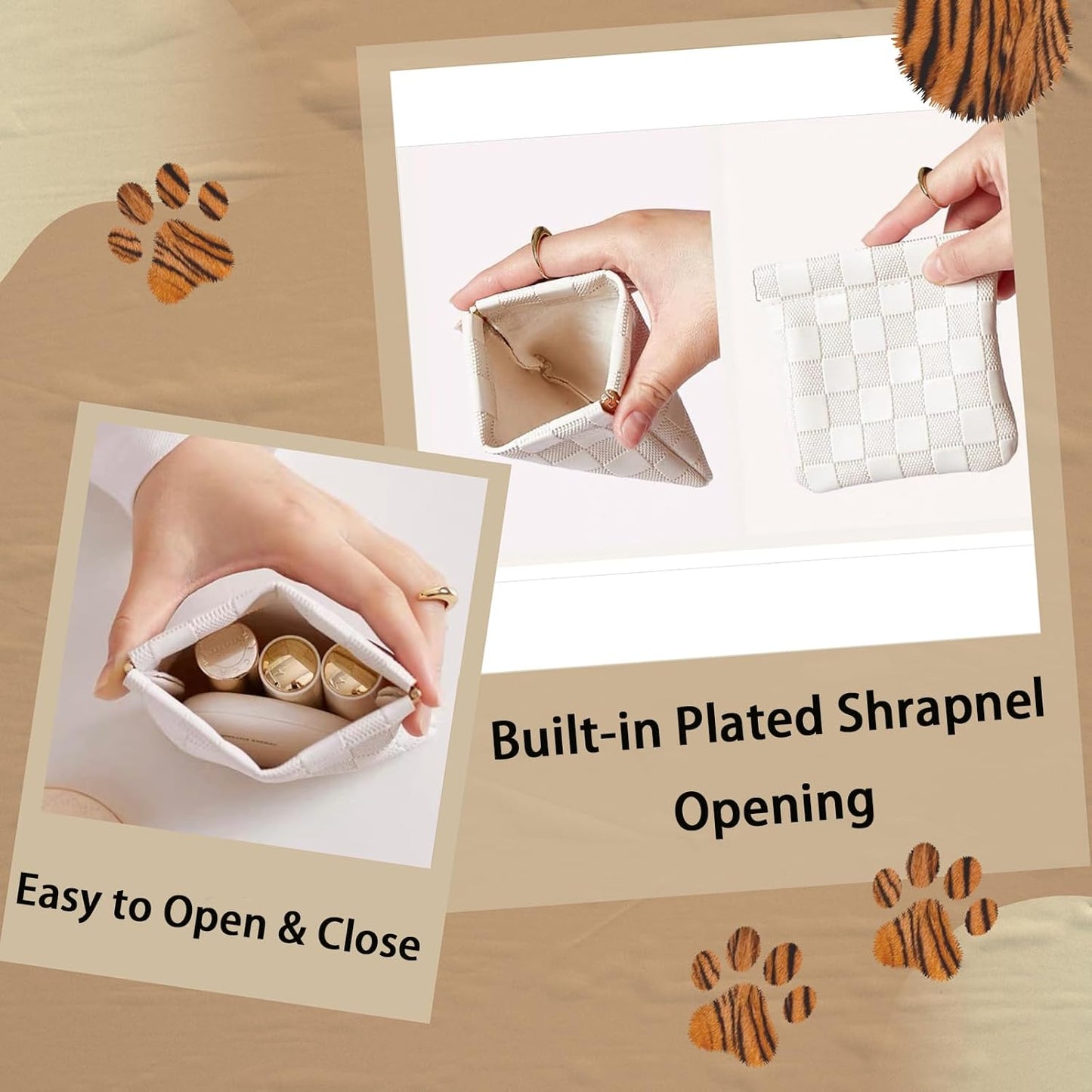 2 PCS Small Makeup Bag for Purse Waterproof Mini Cosmetic Bag for Coin Lipstick Jewelry Portable Mini Makeup Bag Set for Women Small Cosmetic Pouch Makeup Organizer White