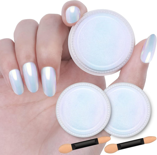 Artdone 2Pcs Chrome Nail Powder,Unicorn Mermaid Aurora Nail Powder,Iridescent Chameleon Effect Nail Color Metallic Mirror Chrome Powder Kit for Nail Art Glitter Gel Polish kit