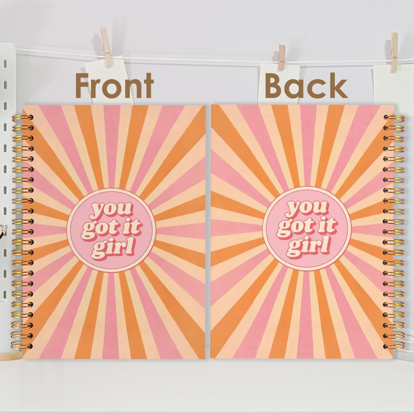 Inspirational Girl Spiral Journal Notebook 5.5x8.3in, Retro Boho Sunshine You Got It Girl Motivational Journal, Inspirational Gifts Notebooks for Women Note Taking, Hardcover Notebook