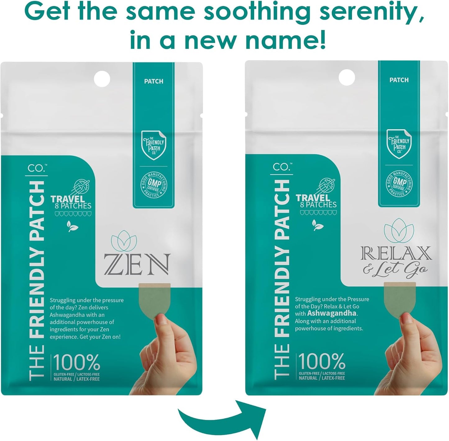 The Friendly Patch - Relax & Let Go with Ashwagandha, Gaba & Gotu Kola - Formerly known as Zen Patches 8 pack