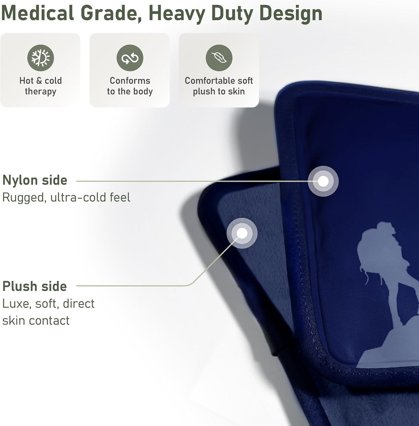 Medium Flexible Gel Ice Packs Reusable - Hot and Cold Soft Ice Packs for Injuries Reusable for Ankle, Arm, Foot, Leg, Back Pain Relief - 8" x 12" - 2PK - Blue