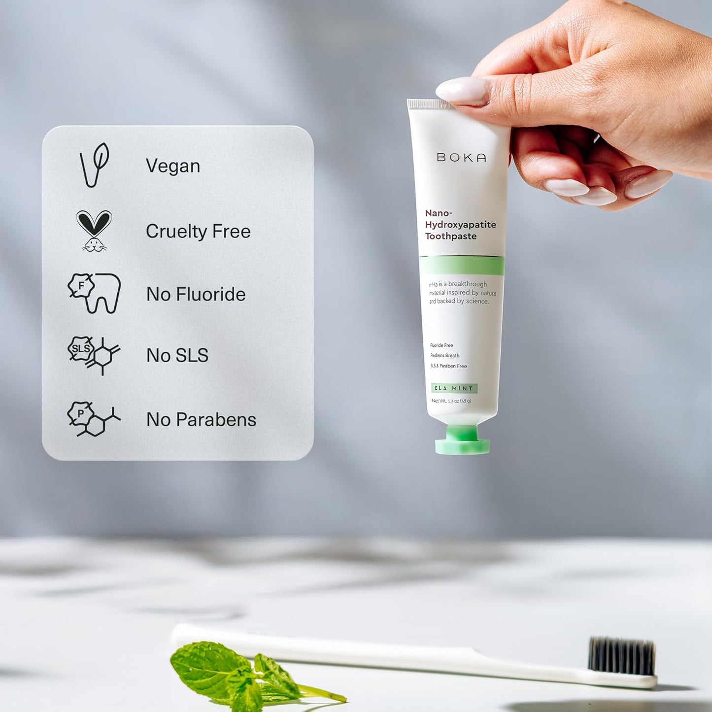 Boka Fluoride Free Toothpaste, Nano Hydroxyapatite Toothpaste, Appropriate for Sensitive Teeth - for Adult, Kids Oral Care - Ela Mint, Coco Ginger Flavor, 1.3 Fl Oz 2Pk US Manufactured