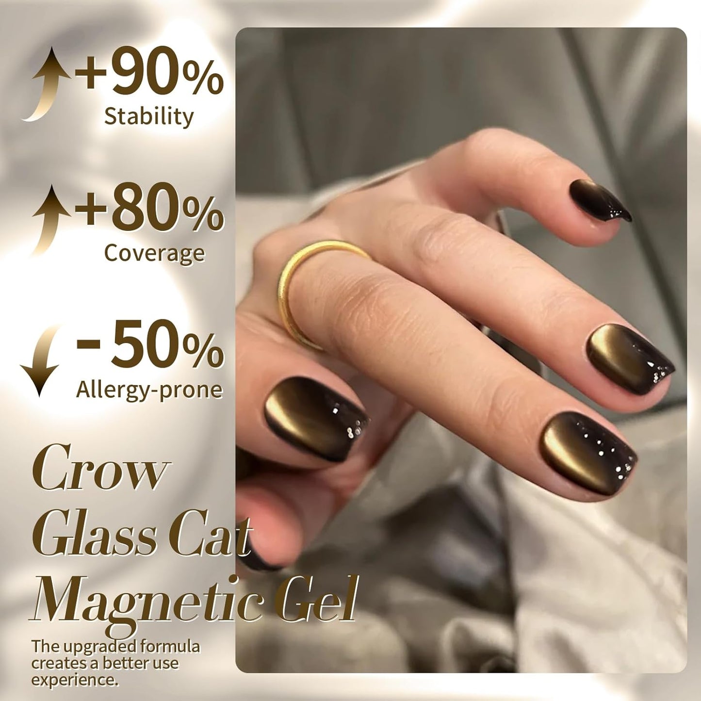 Born Pretty Cat Magnetic Eye Gel Nail Polish,Brown Jelly Glass Magnetic Gel Polish, Crow Glitter Soak Off Nail Art Salon Manicure Home Gift 15ml