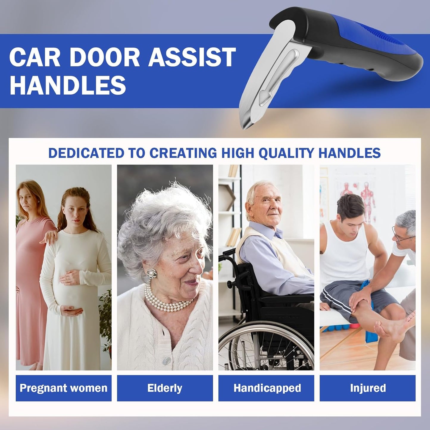 2pcs Car Door Handle for Elderly, 2 in 1 Multifunction Vehicle Support Handles, 2Pcs Portable Car Door Assist Handle, Automotive Car Handle Assist for Elderly