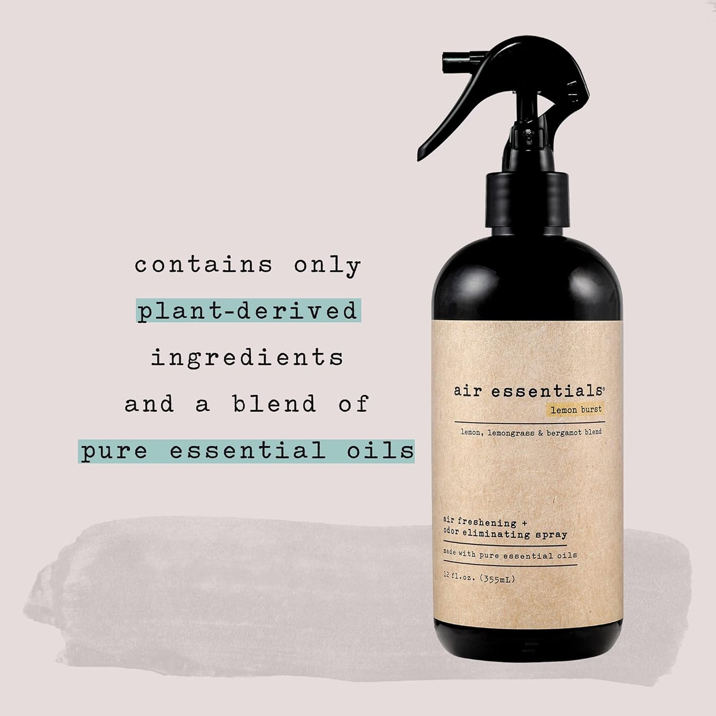 Air Essentials Air Freshener & Odor Eliminator Spray - 12 oz, Pack of 2 - Made with Pure Essential Oils - Lemon Burst Scent